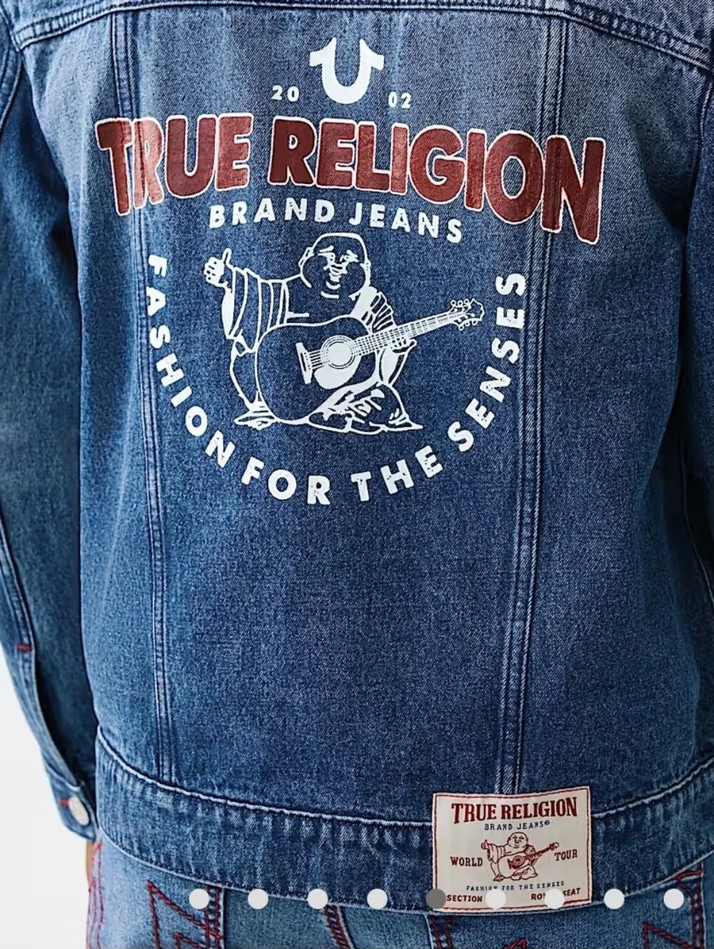 True Religion Mens logo print denim jacket Medium Blue Large